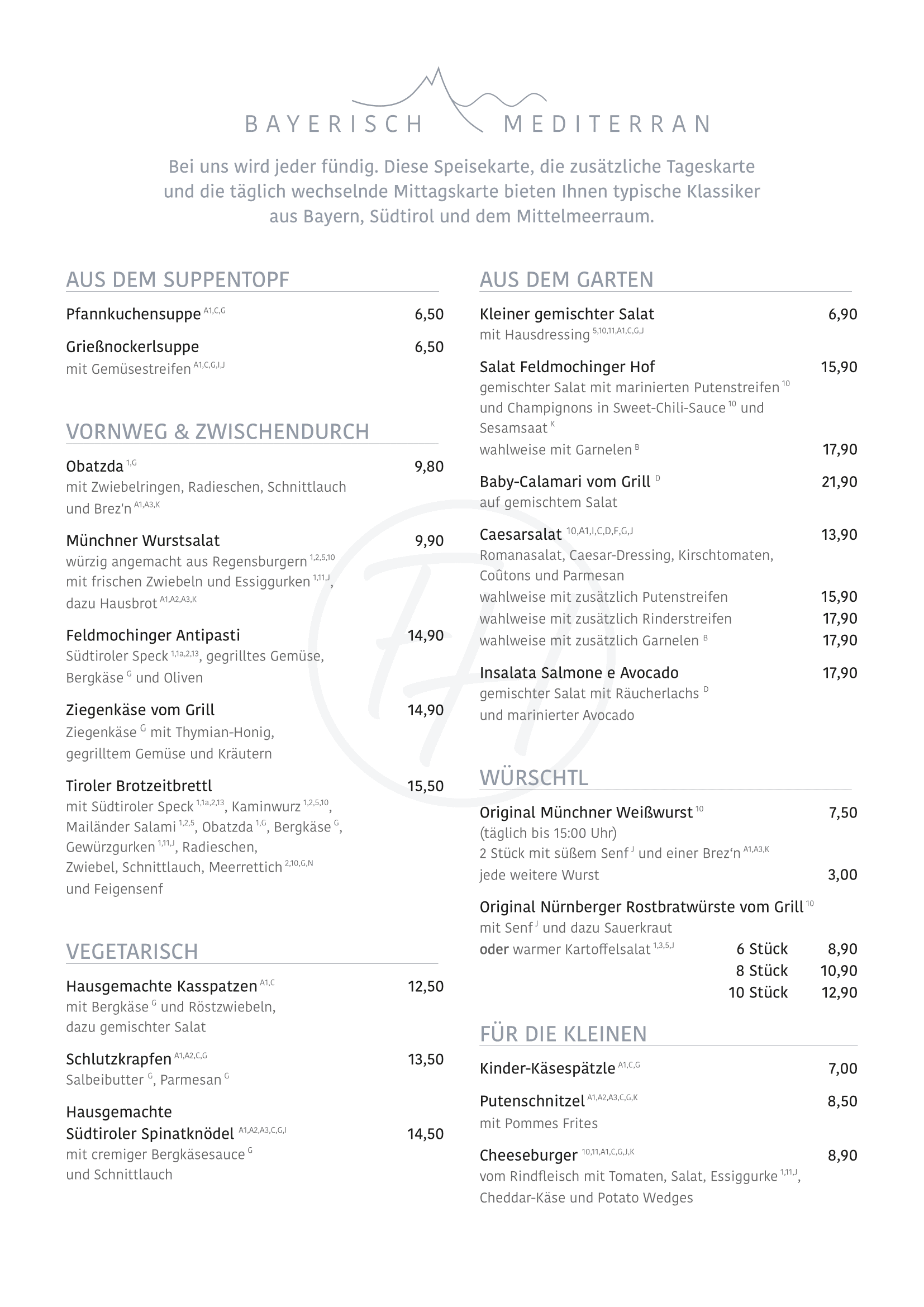 Feldmochinger Hof Muenchen Speisekarte 1